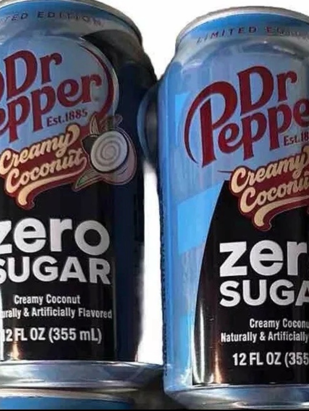 Dr Pepper Creamy Coconut Zero Sugar 2 unopened cans exp june 2026